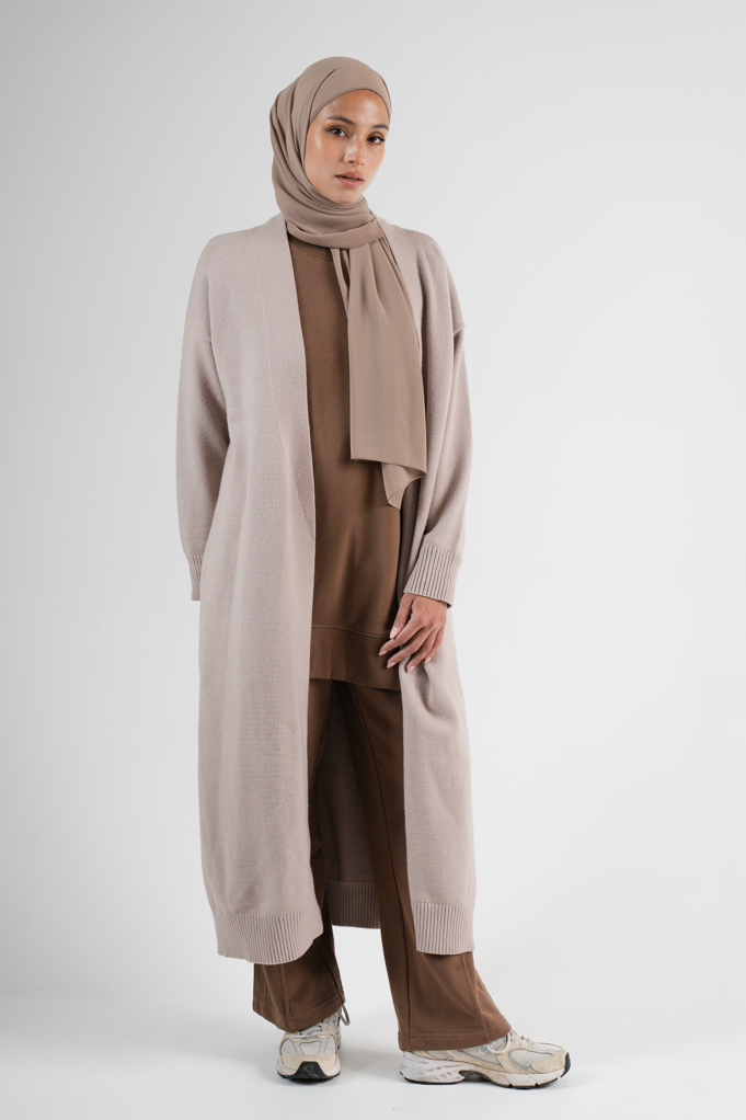 RELAXED MAXI CARDIGAN - Ashpetal Cream