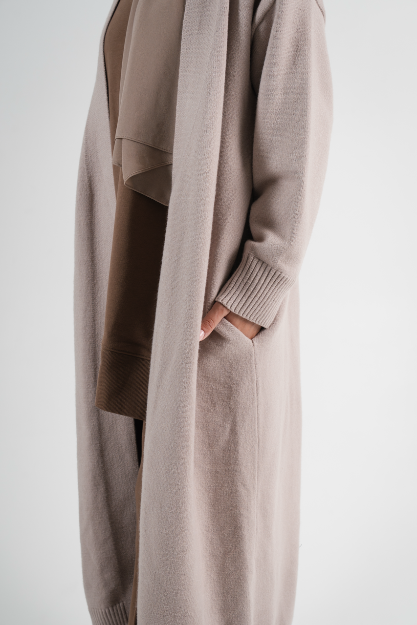 RELAXED MAXI CARDIGAN - Ashpetal Cream