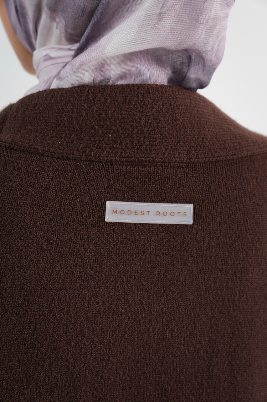 RELAXED MAXI CARDIGAN - Earth Brown